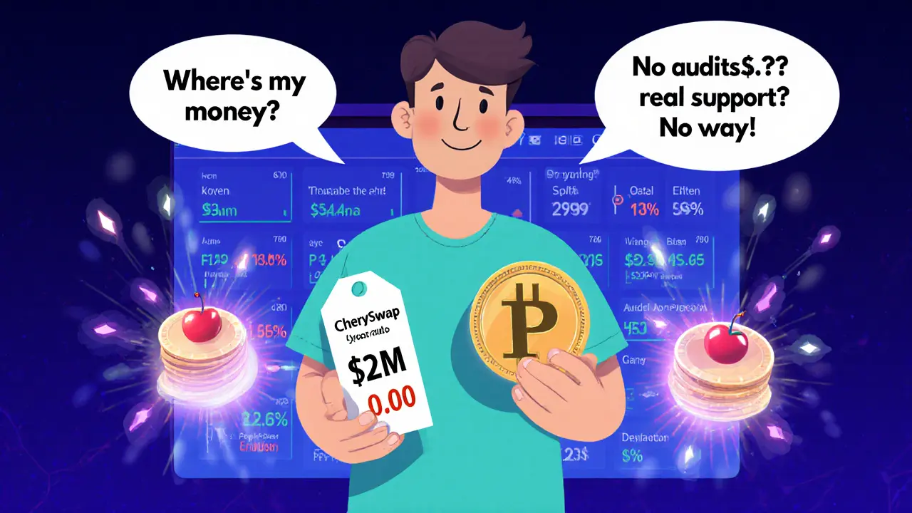 A confused user staring at fake trading numbers while real exchanges glow brightly in the background.