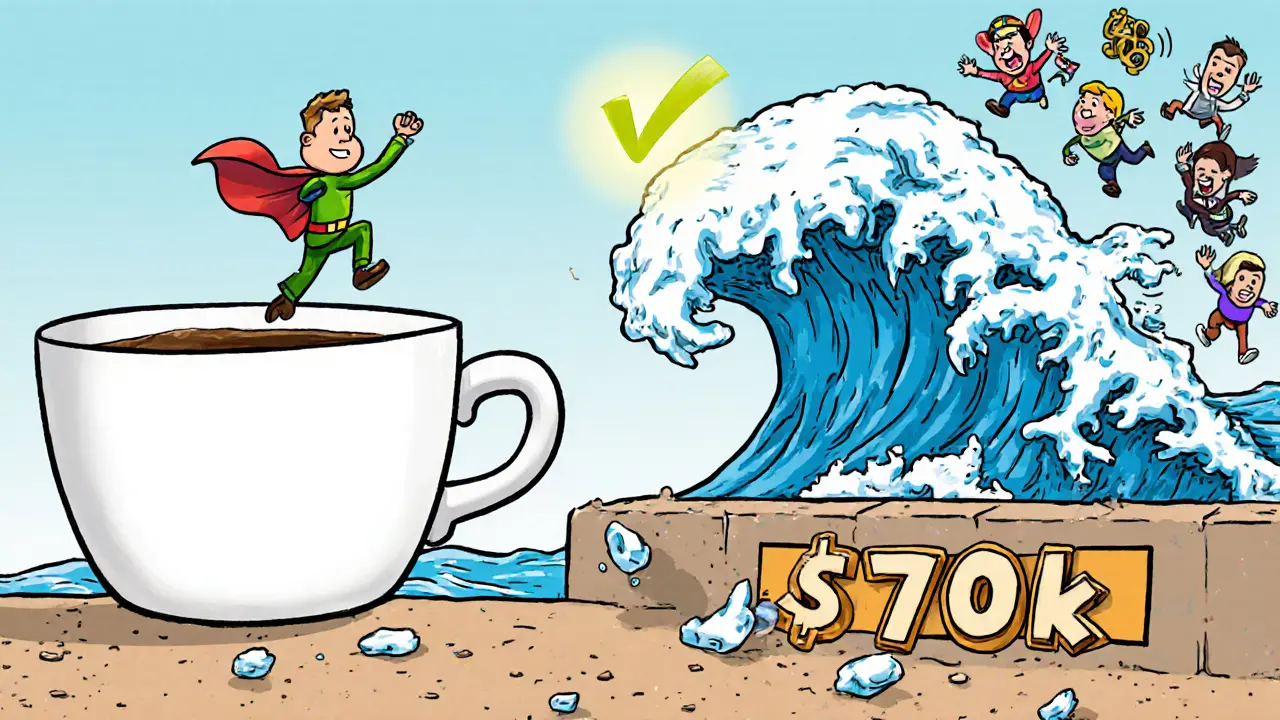 Investor leaps over a resistance wall as a cup-and-handle pattern breaks with high volume.