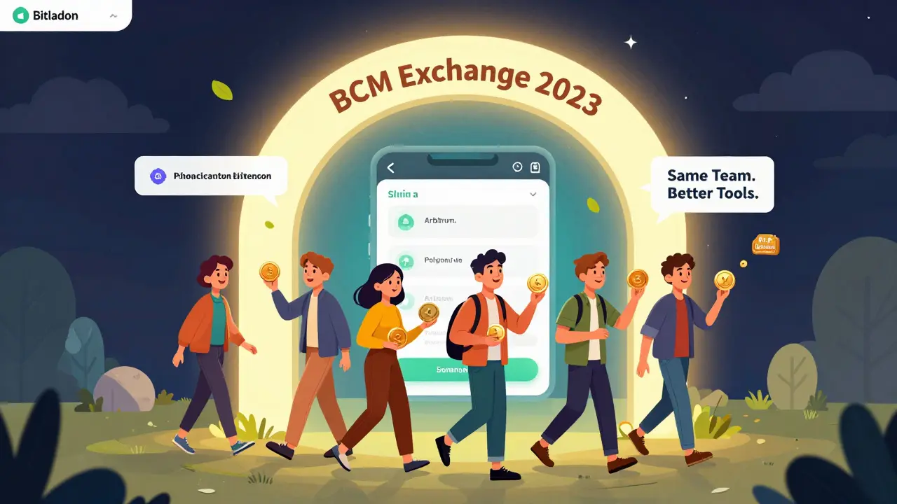Bitladon transforms into BCM Exchange as users step through a portal with more coins and improved design.
