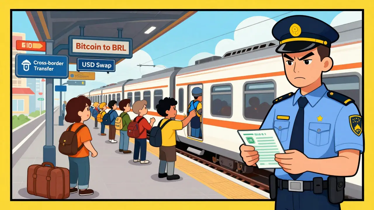 Crypto exchange train station with users limited to ,000 luggage per trip.