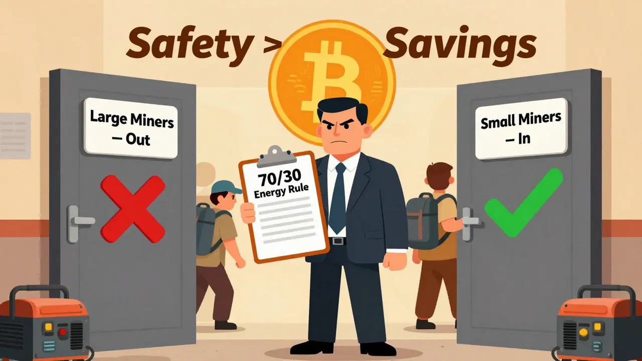 Kazakhstan official enforcing 70/30 energy rule, allowing only small miners to stay