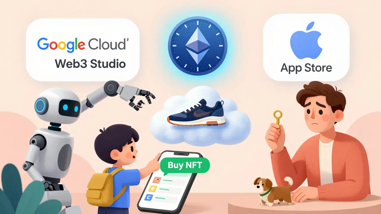 A child buys an NFT sneaker on Shopify while Web3 giants like Google and Apple quietly support the future.