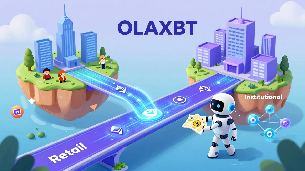 Futuristic bridge connecting retail and institutional crypto markets