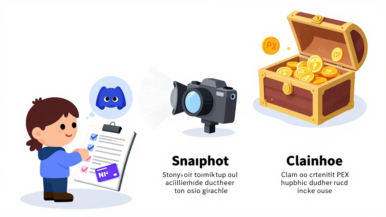 Illustration showing the three steps of a DAO airdrop campaign