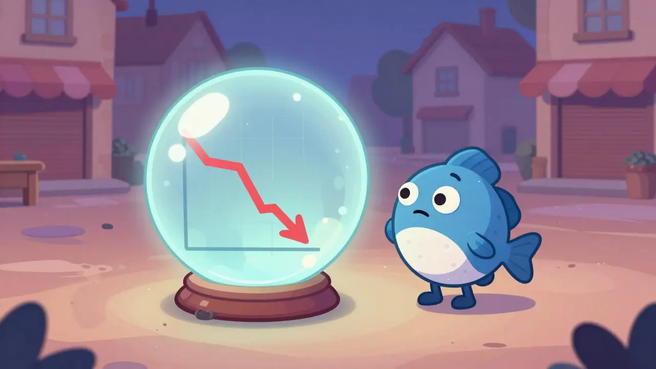 Lone fish token character viewing stagnant market trends