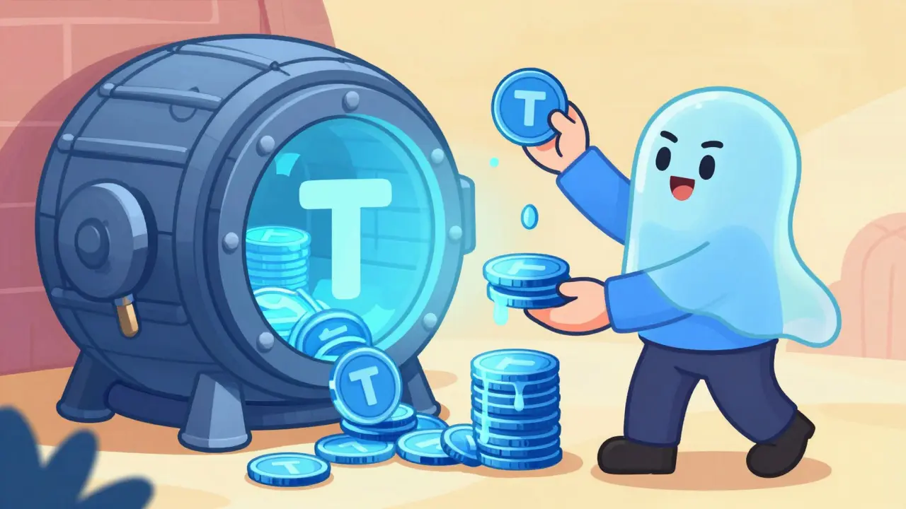 Character exchanging coins for slippery tokens