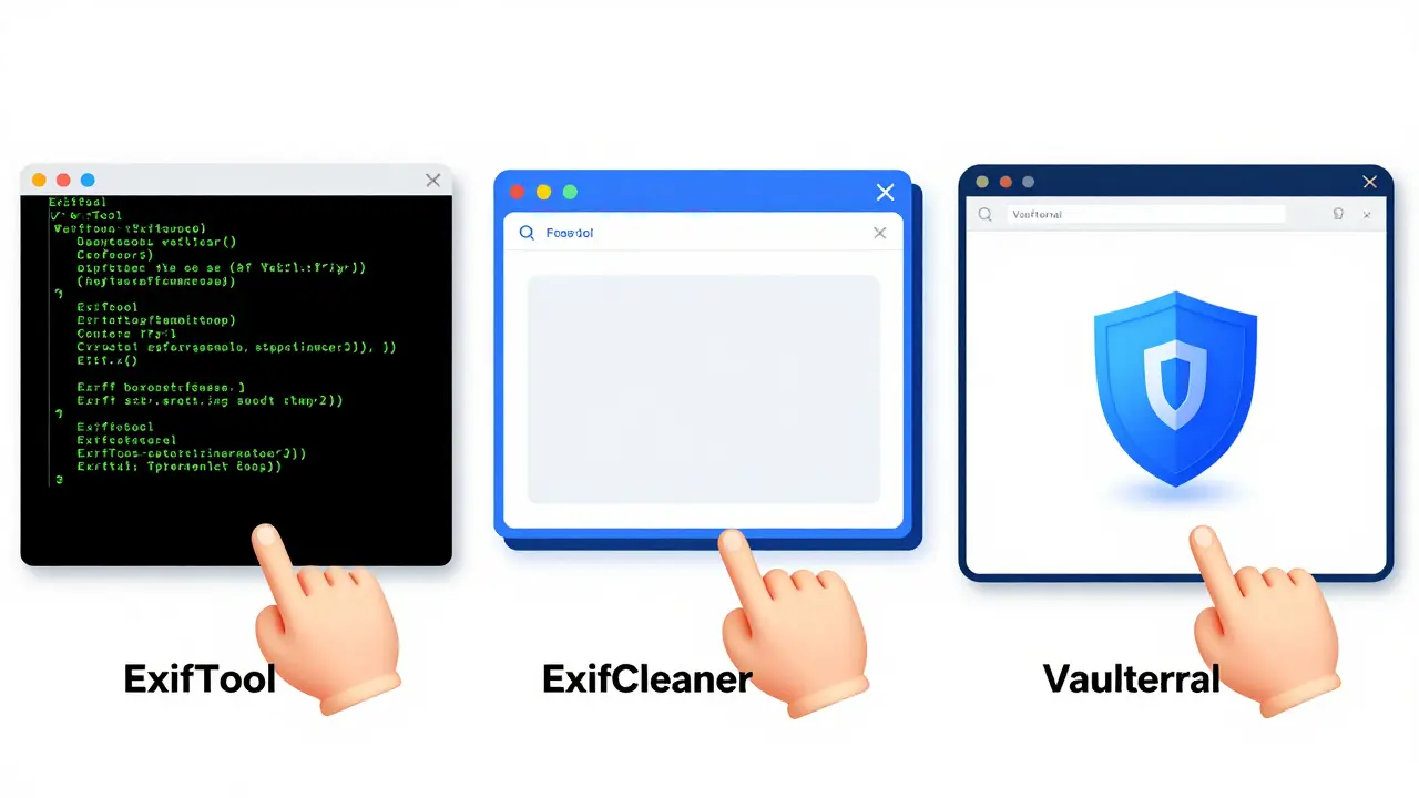 Comparison of ExifTool, ExifCleaner, and Vaulternal tools