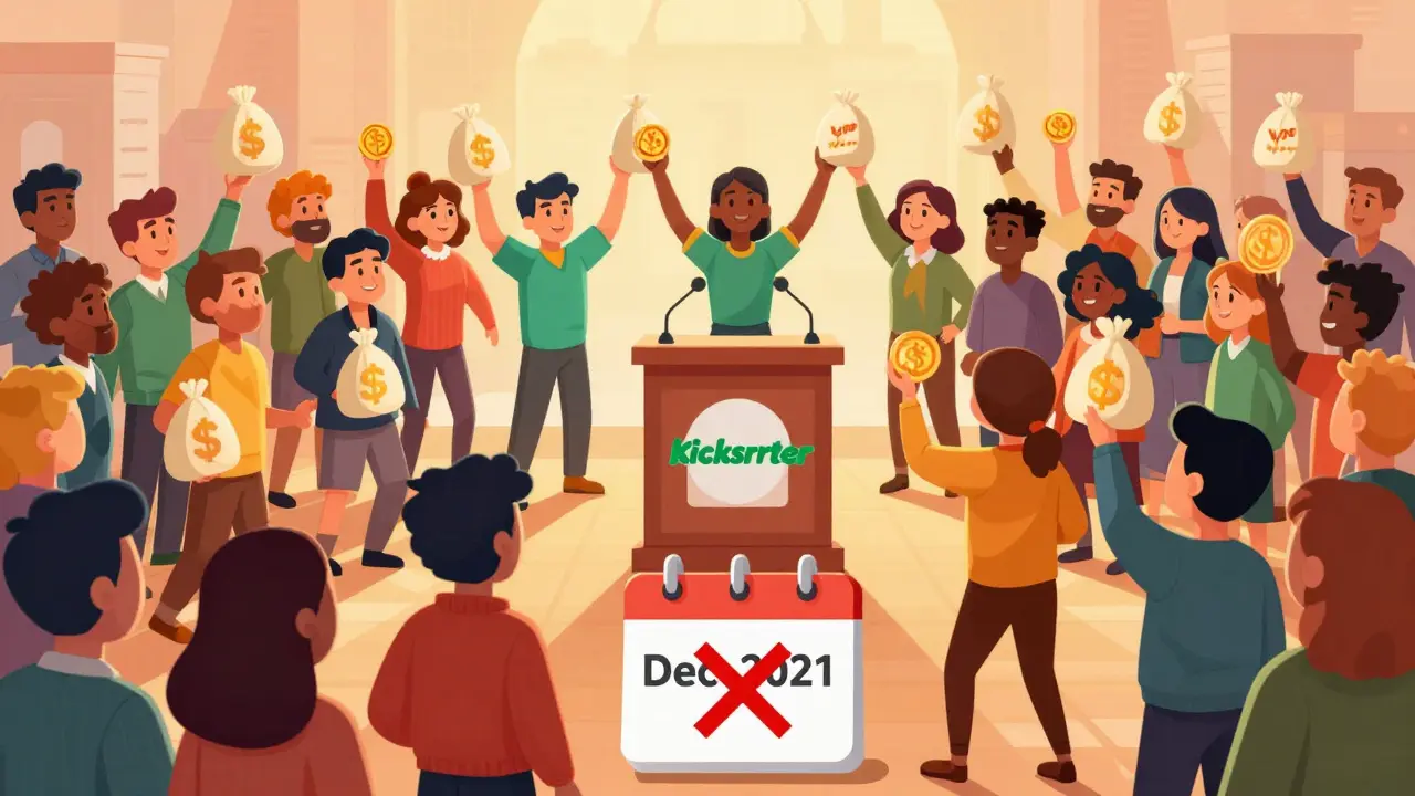 Crowd voting with tokens at a 2021 crypto event marked as closed