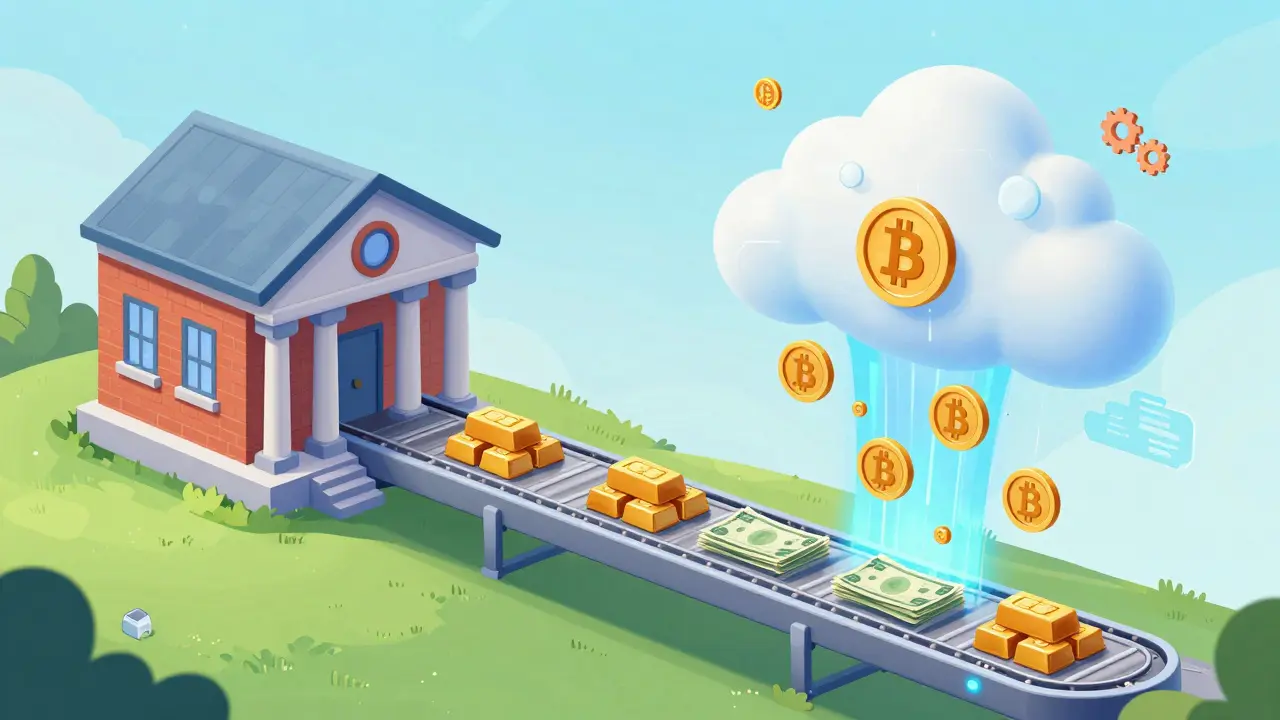 Digital bridge automating bank transfers to crypto clouds