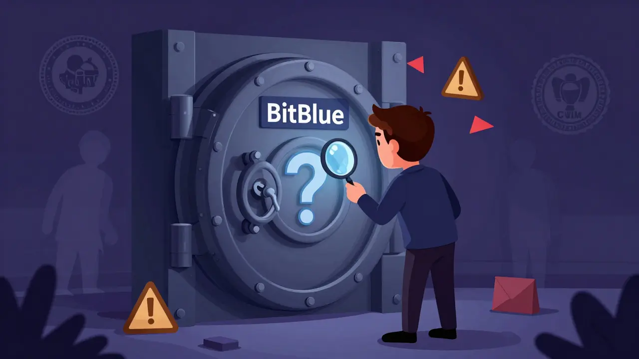 Investor inspecting shadowy vault with missing regulatory seals