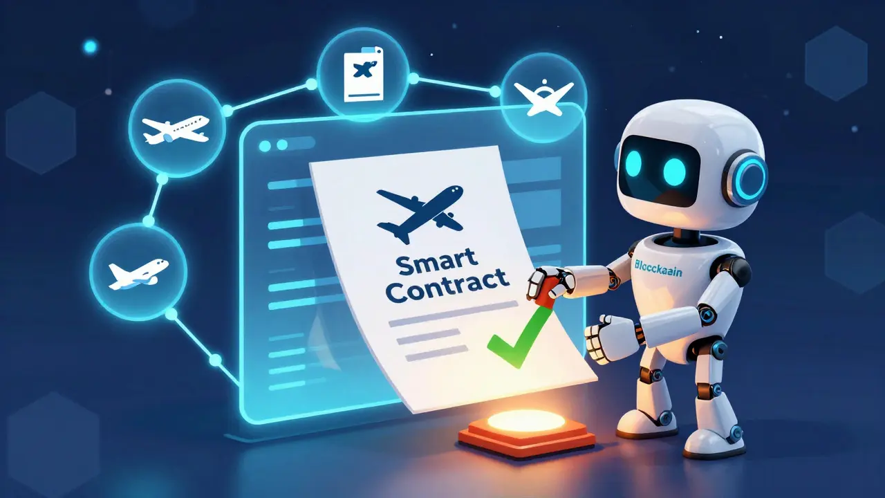 Robot arm automating insurance claim via blockchain network nodes