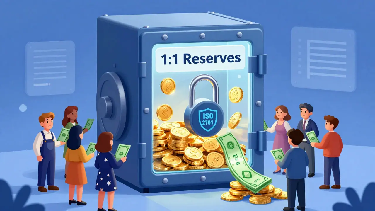 Secure vault protecting crypto assets with 1:1 reserves guarantee