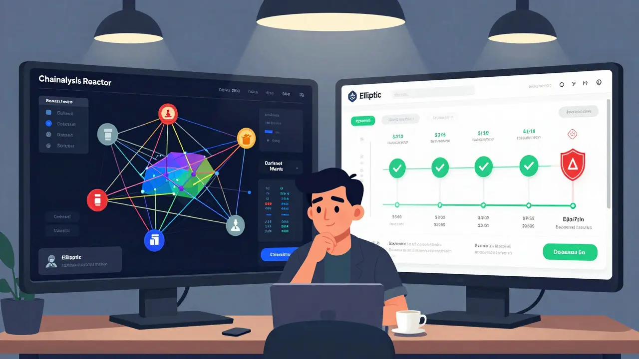 Side-by-side comparison of Chainalysis and Elliptic dashboards