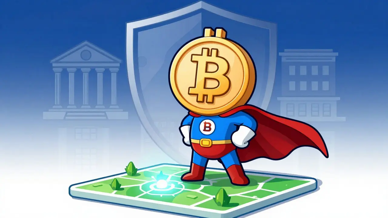 Bitcoin superhero protecting the Rootstock network from banks
