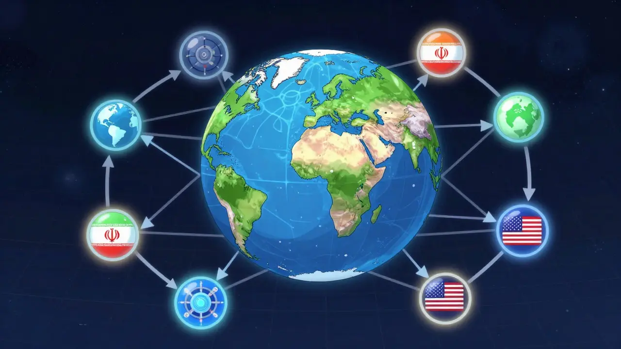 Cartoon globe showing decentralized mining networks across countries