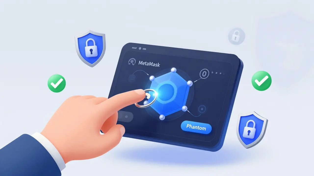 Digital wallet connection with security shields and keys
