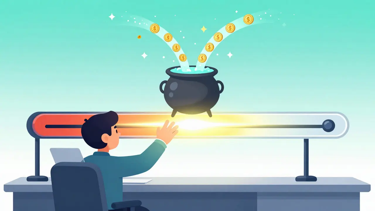 Illustration of a trader adjusting a liquidity slider to optimize token trading ranges