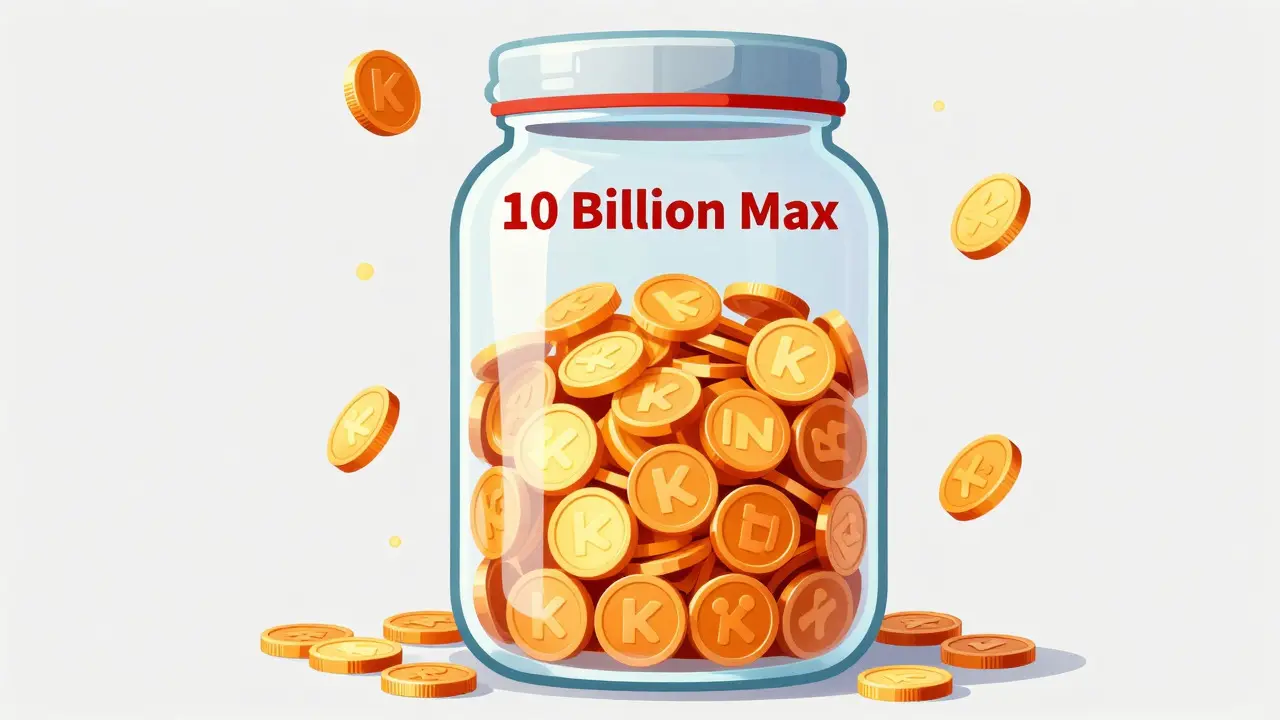 Illustration of KAN token supply capped at 10 billion in a jar