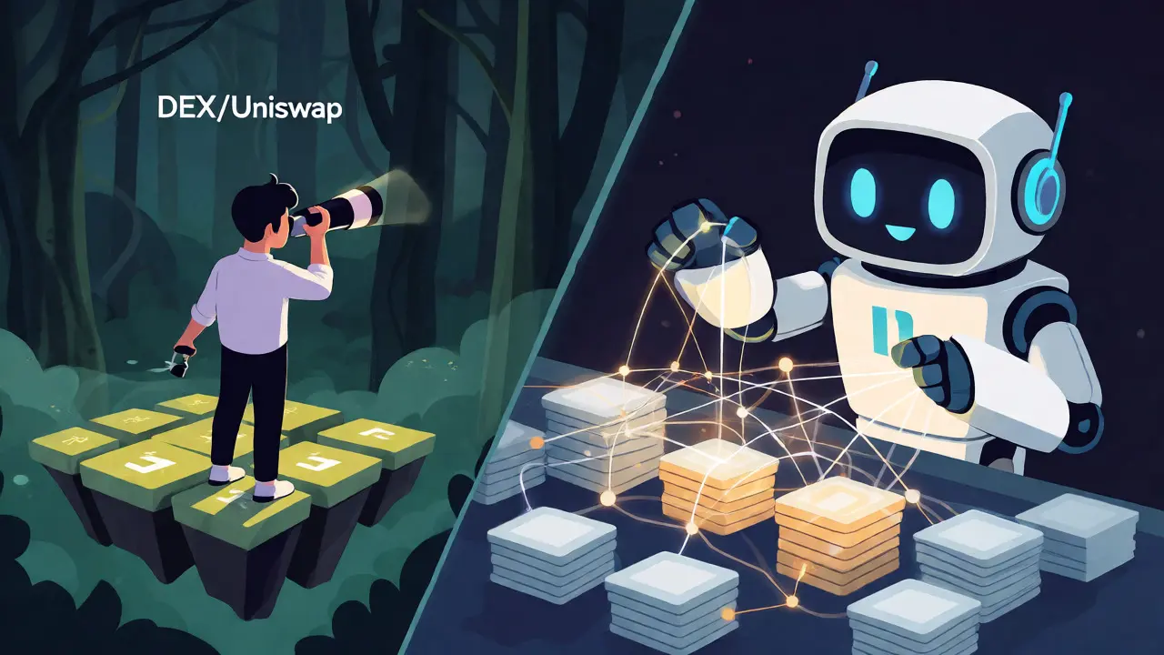 Cartoon user navigating DeFi blind spots with tax software assistance