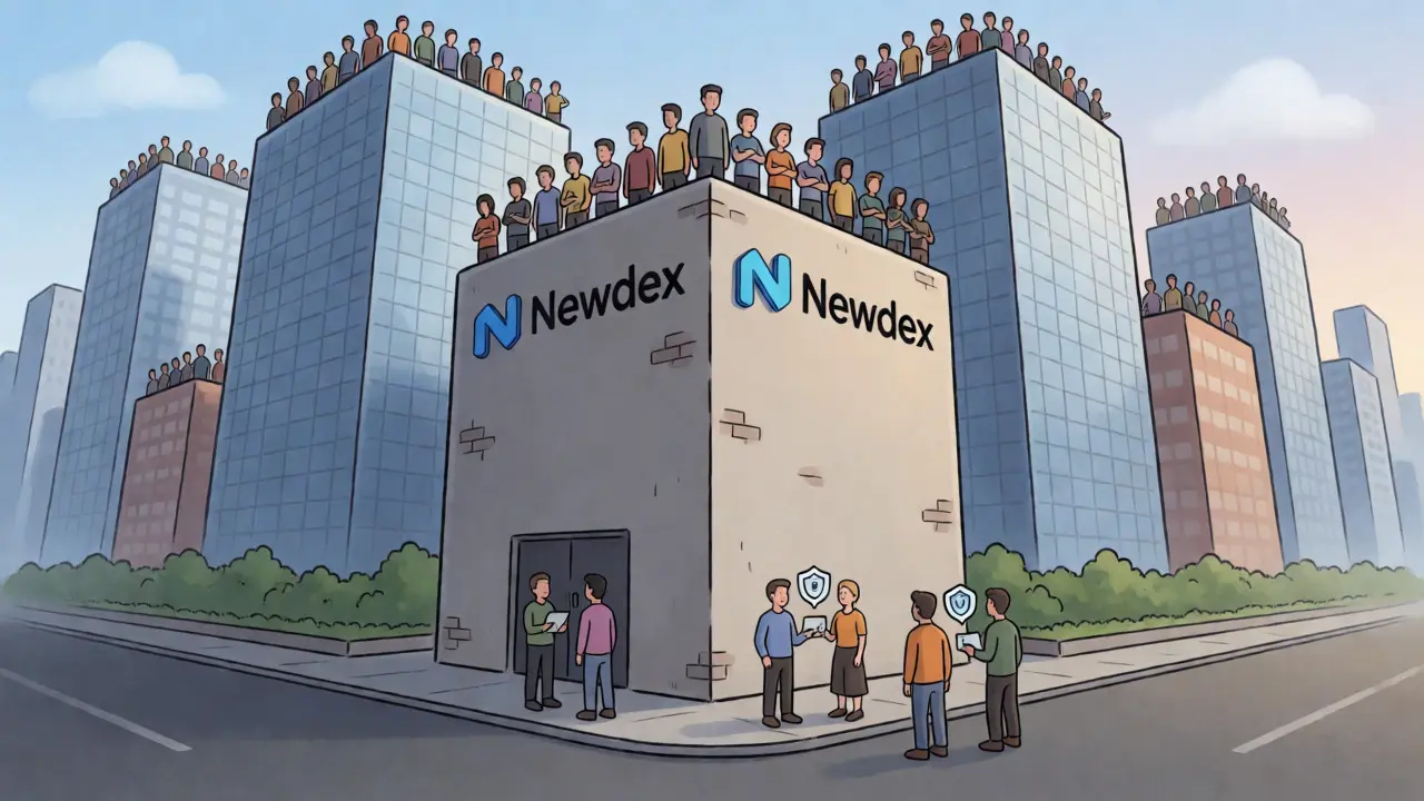 Newdex as a quiet, secure niche platform amidst larger DeFi competitors in 2026.